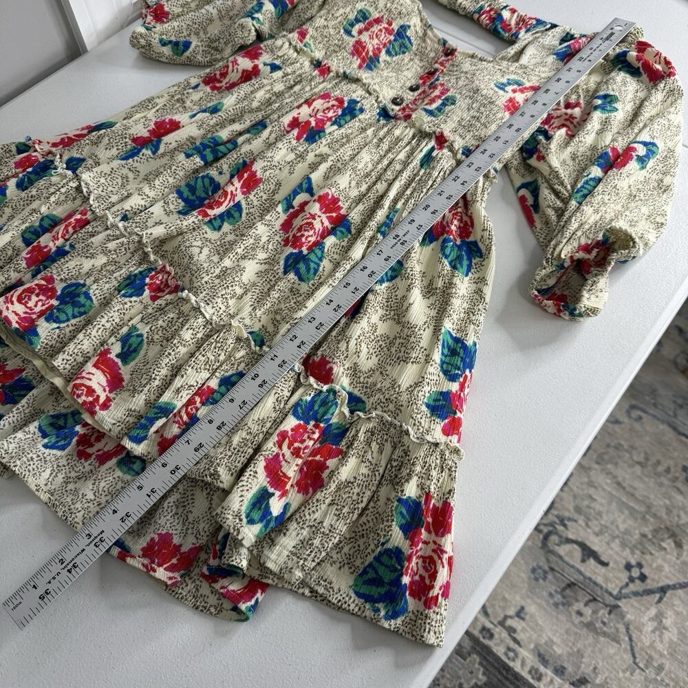 Free People Endless Summer Picnic Mini Dress Womens Large Cream Floral Babydoll - Picture 13 of 15
